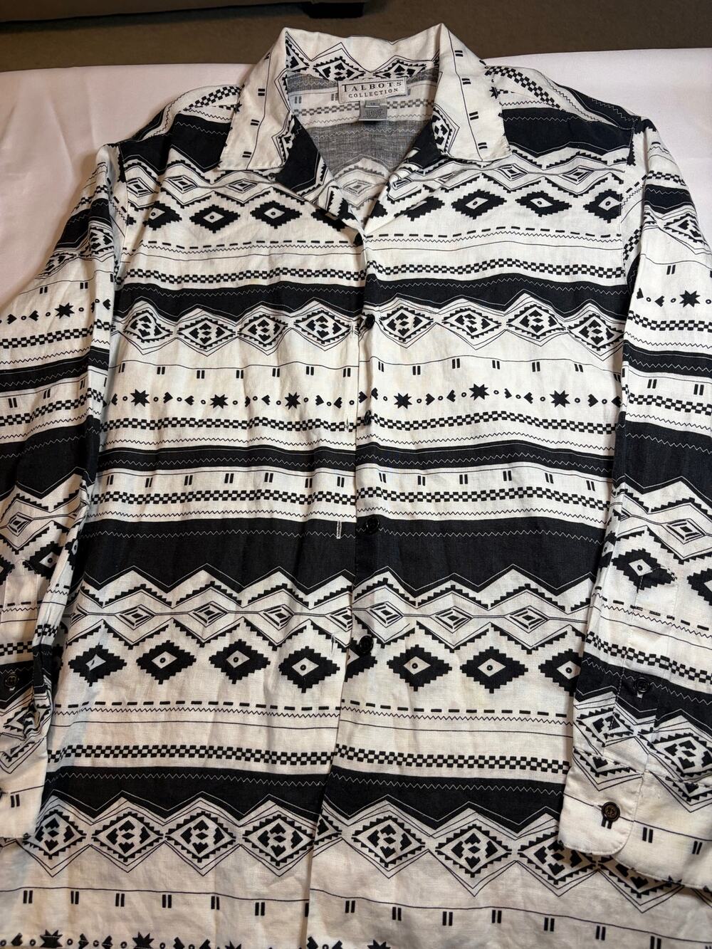 Talbots Collection 100% Linen Southwestern Aztec Print Button Shirt Women’s 12